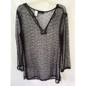 La Blanca Rod Beattie Black Mesh Swimsuit Cover Up Top‎ Size M